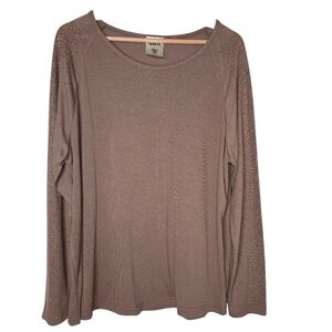 VOCAL Womens Ribbed Rose Gold Studded Long Sleeve Rayon Shirt Size XL